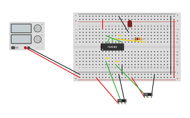 Circuit design NOR to NAND - Tinkercad