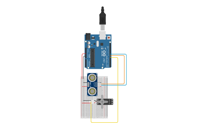 Circuit design Ultrasonic Distance Sensor Controlled Servo - Tinkercad
