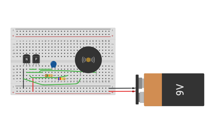 Circuit design Transistor audio oscillator - Tinkercad