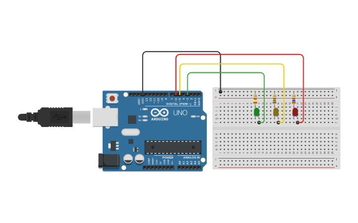 Circuit design Traffic light - Tinkercad