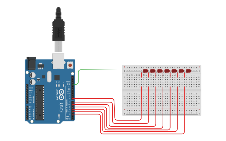 Circuit design Knight rider circuit 2 - Tinkercad