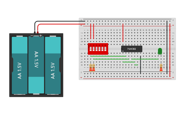 Circuit design NOR (OR) - Tinkercad