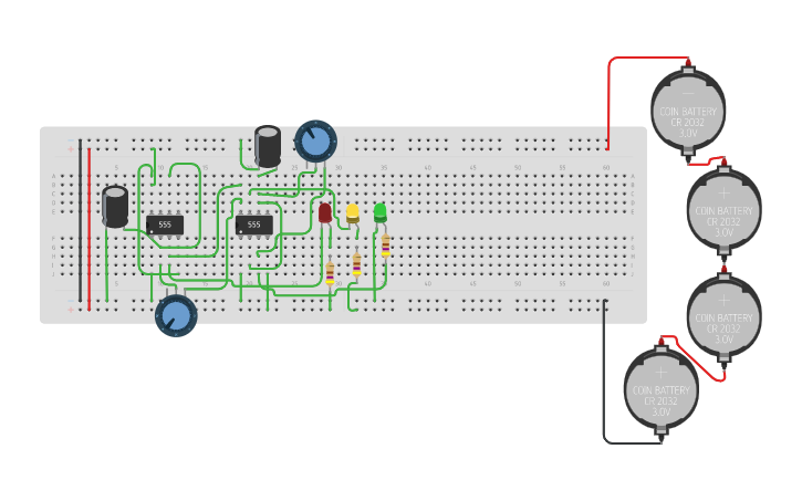Circuit design Traffic Light Using 555 IC - Tinkercad