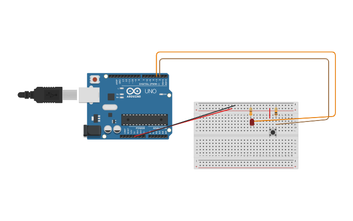 Circuit design led encendido en 5 segundos - Tinkercad