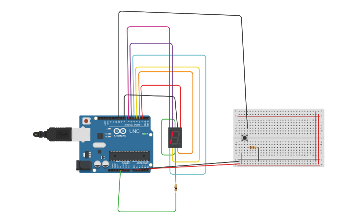 Circuit design led 7 segment - Tinkercad