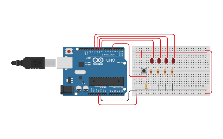 Circuit design Arduino 5 - Entradas digitales y variables - Tinkercad