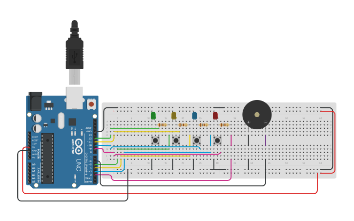 Circuit design Simon - Tinkercad