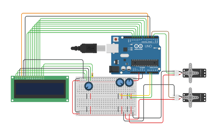 Circuit design controlling two servo Motors using two potentiometers ...