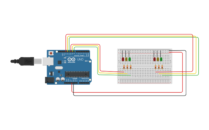 Circuit design 2 Junction Traffic Light - Tinkercad