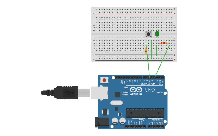 Circuit design led y pulsador de estados - Tinkercad