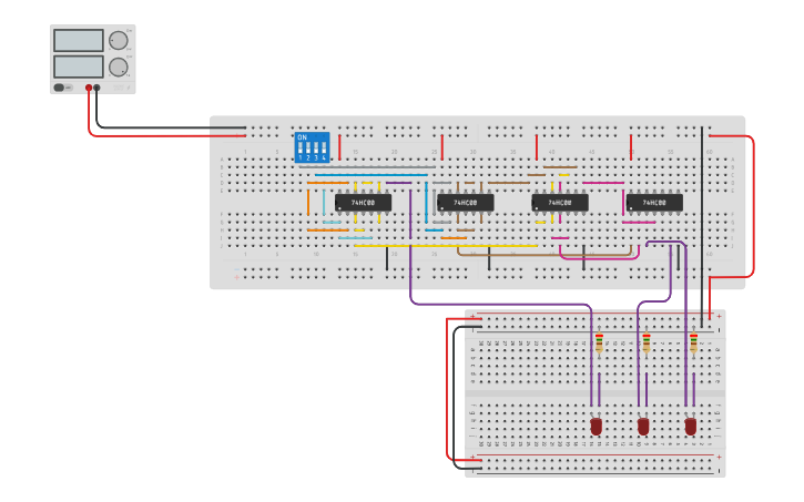 Circuit design 2 BIT ADDER (239004) - Tinkercad