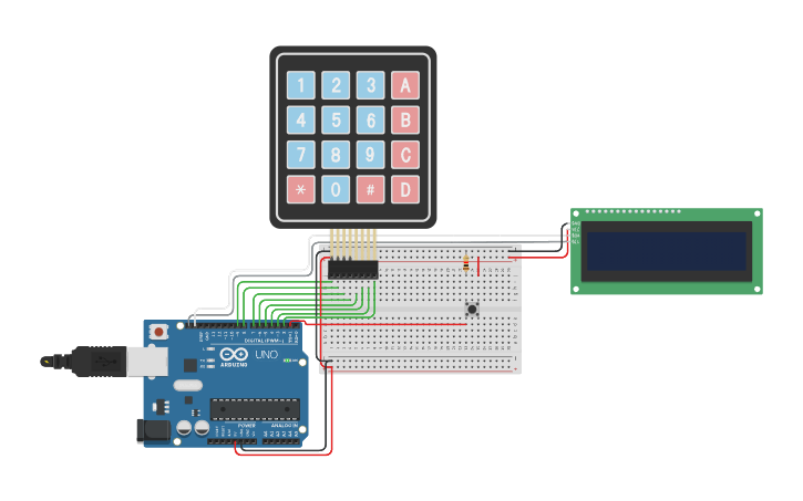 Circuit design 4x4 KEYPAD - Tinkercad