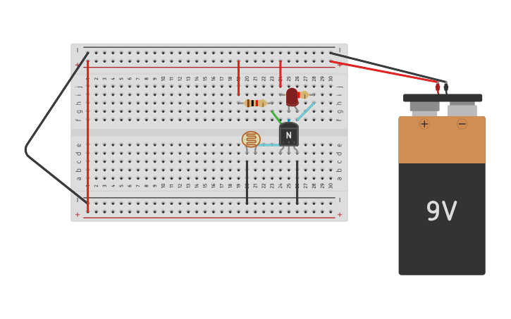 Circuit design darkness detector - Tinkercad