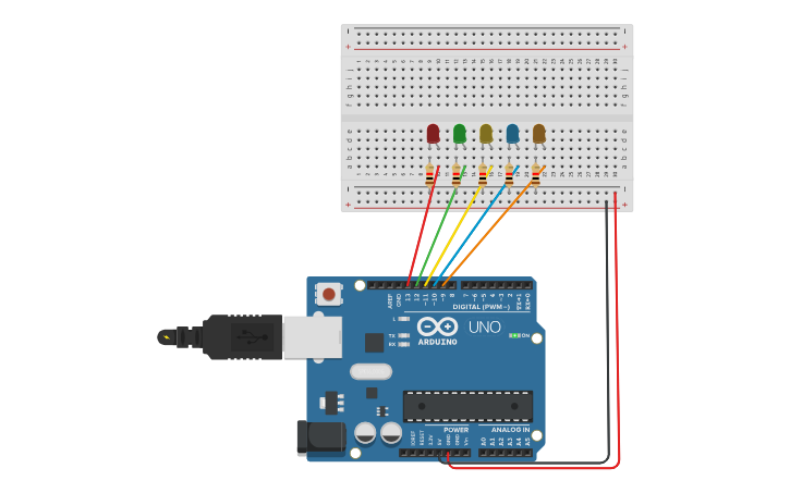 Circuit design Blinking LED Lights - Tinkercad