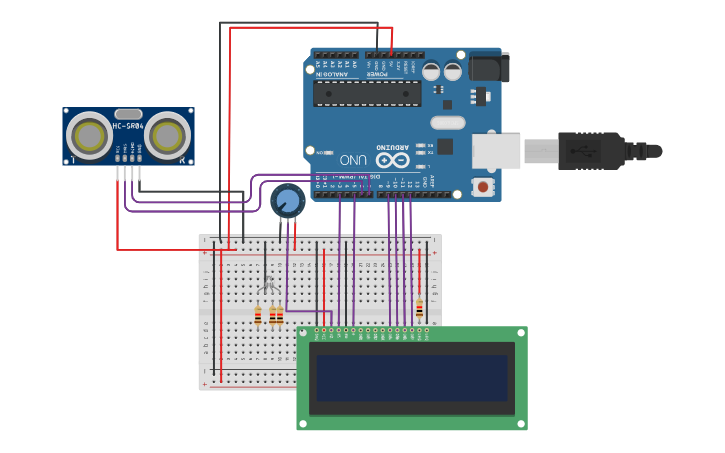 Circuit design DISTANCE DETECTION USING RGB - Tinkercad