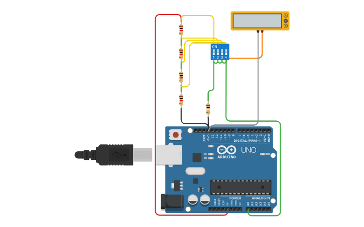 Circuit design UP Mùltiples botones divisor - Tinkercad