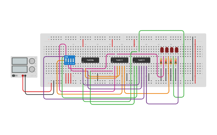 Circuit design 1 X 4 DEMUX - Tinkercad