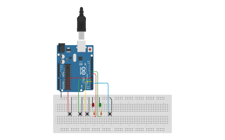 Circuit design 4 Buttons - Tinkercad