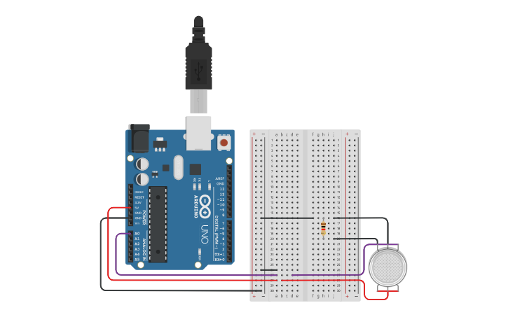 Circuit design Gas detector - Tinkercad