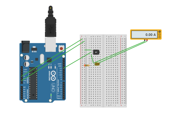 Circuit design NPN LED Measure Current - Tinkercad