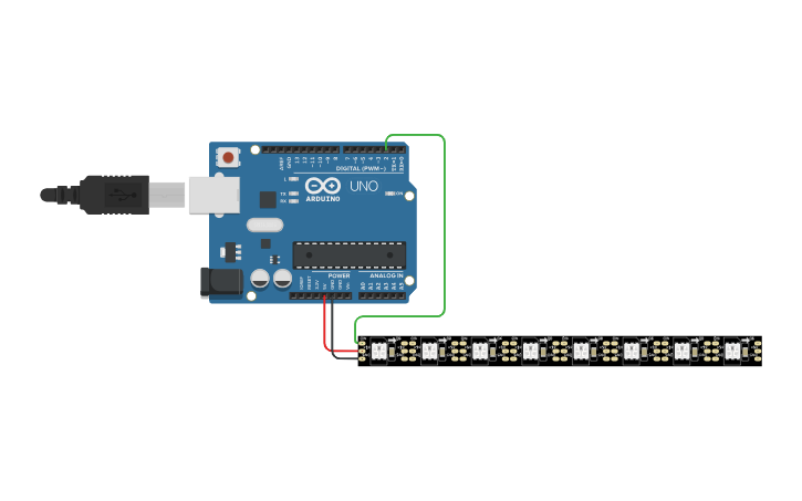 Circuit design LED Strip - Tinkercad
