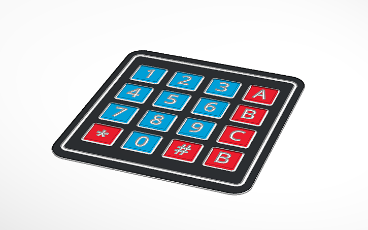 3D design Keypad 4x4 - Tinkercad