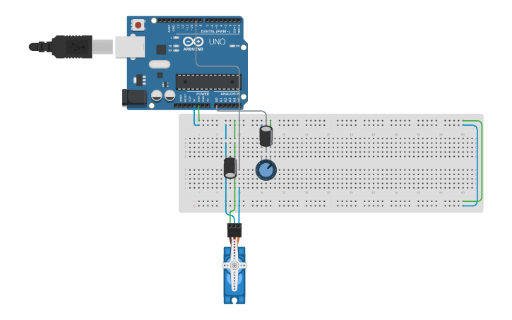 Circuit design Servo Motor w/ Potentiometer - Tinkercad