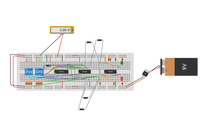 Circuit design 4-Bit Password Comparator - Tinkercad