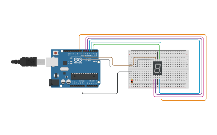 Circuit design Arduino 7 Segment LED Display and Counter - Tinkercad