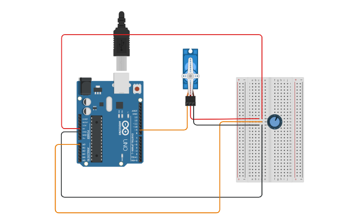 Circuit design Arduino Servo Motor and Potentiometer - Tinkercad