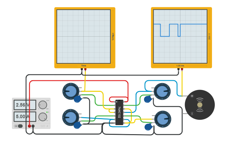 Circuit design 74HC132 as a MultiOscillator - Tinkercad