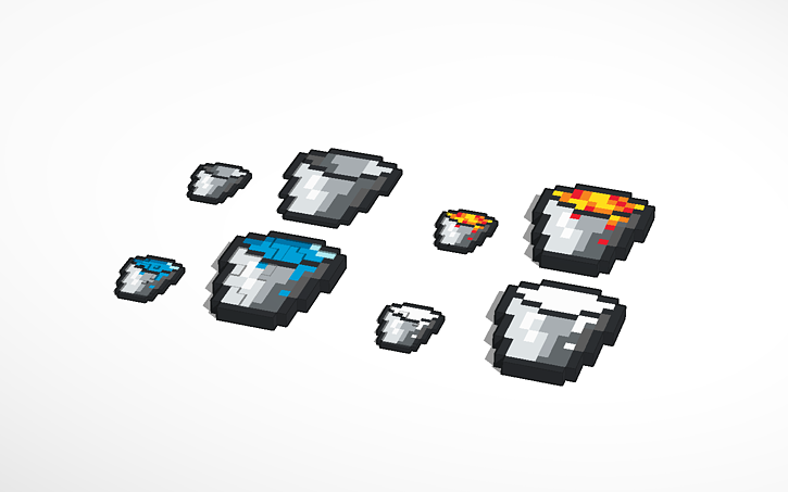 3D design minecraft Bucket, Lava Bucket, Water Bucket, and milk Bucket ...