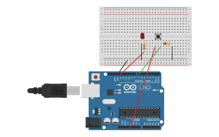 Circuit design led on off - Tinkercad