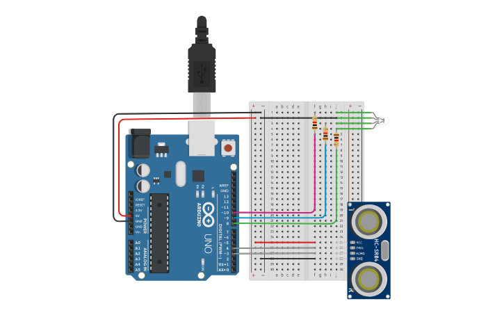 Circuit design Distance Meter - Tinkercad