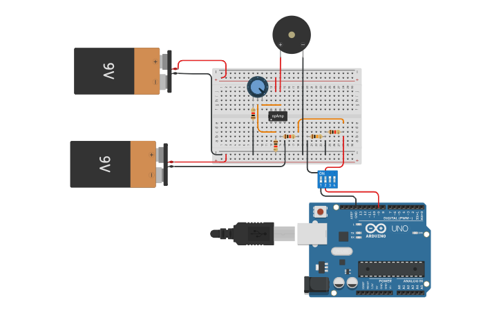 Circuit design audio amplifier - Tinkercad