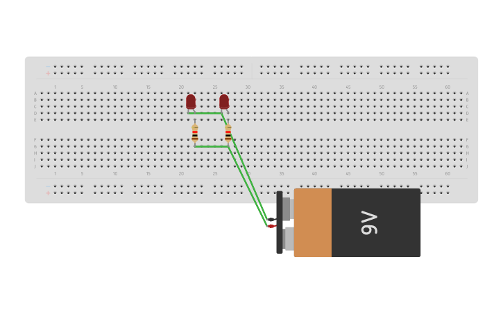 Circuit design Two resistors connected in Series - Tinkercad