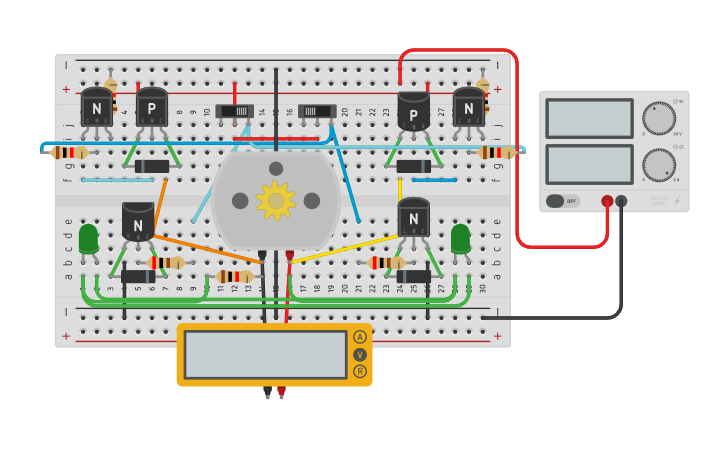 Circuit design Transistor H-Bridge Motor Driver - Tinkercad