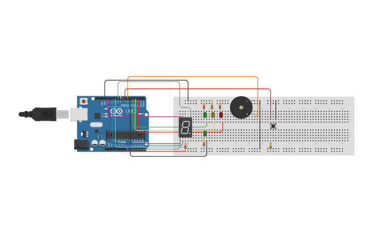 Circuit design Traffic Light Controller - Tinkercad