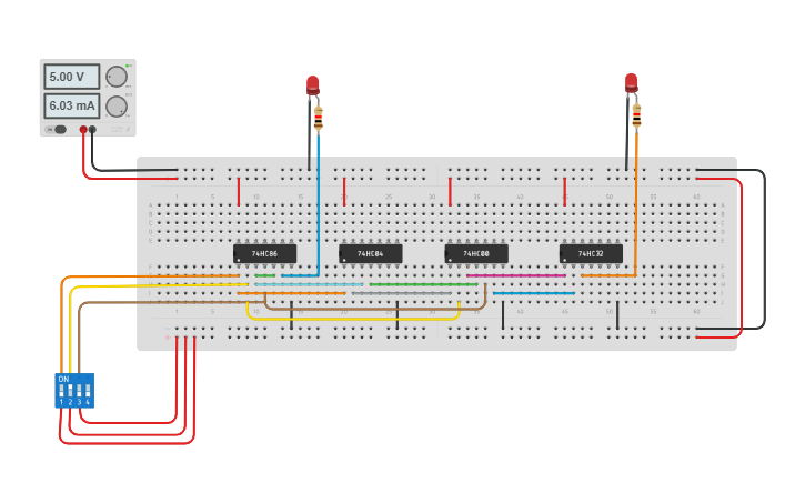Circuit design Full Subtractor using logic gates - Tinkercad