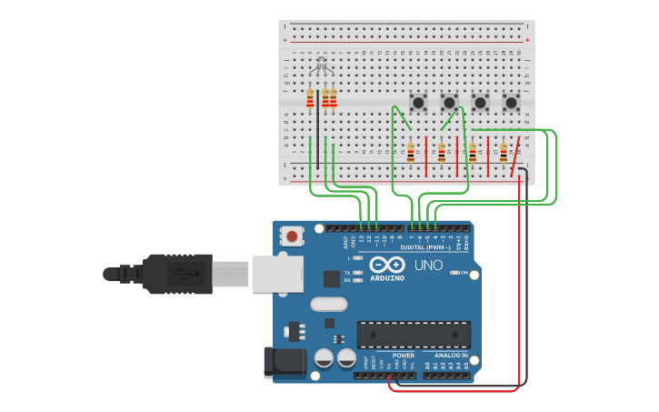 Circuit design LED RGB - Tinkercad