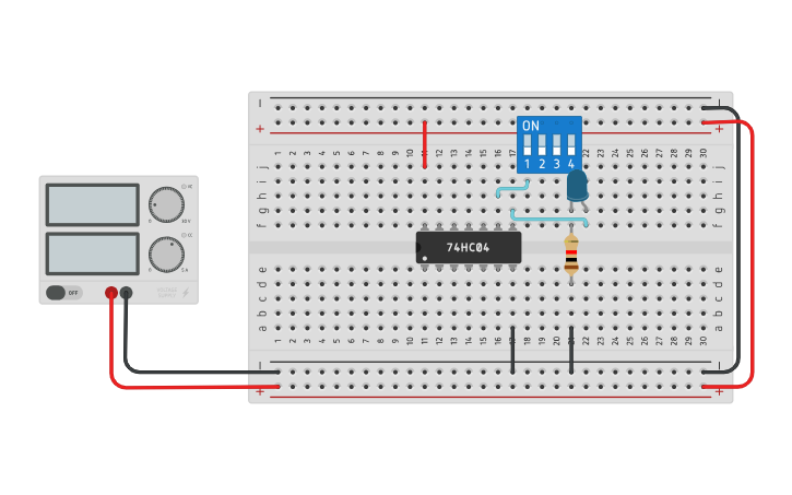Circuit design NOT GATE - Tinkercad
