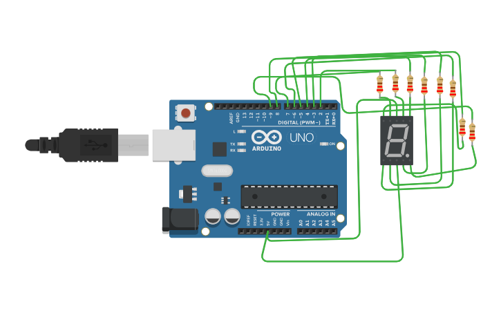 Circuit design 7 Segment Clock Display I2C - Tinkercad