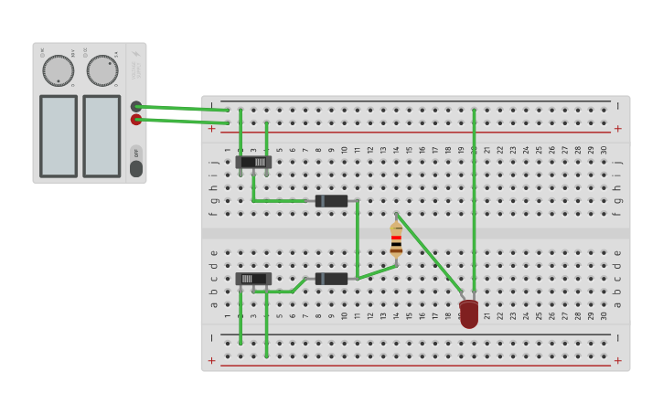 Circuit design DRL OR gate by Kawsar - Tinkercad