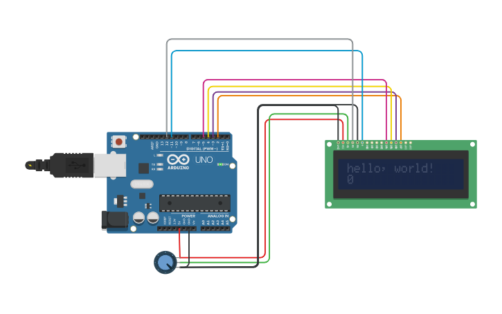 Circuit design Program 2.2.1 - Hello World - Tinkercad