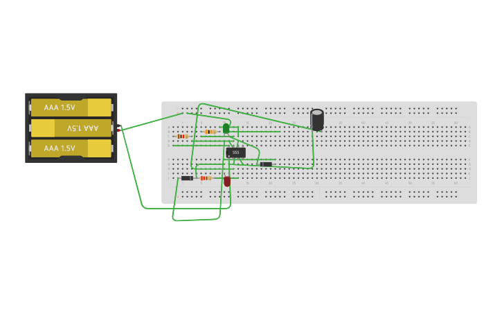 Circuit design 2-LED blinker using 555 timer - Tinkercad