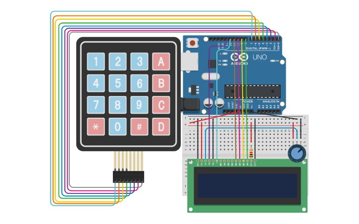 Circuit design Arduino basic Calculator - Tinkercad