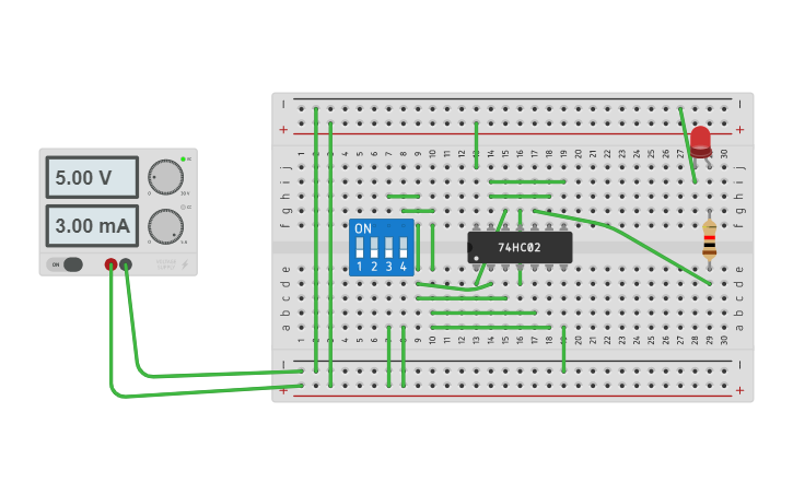 Circuit design NAND GATE USING NOR GATE - Tinkercad