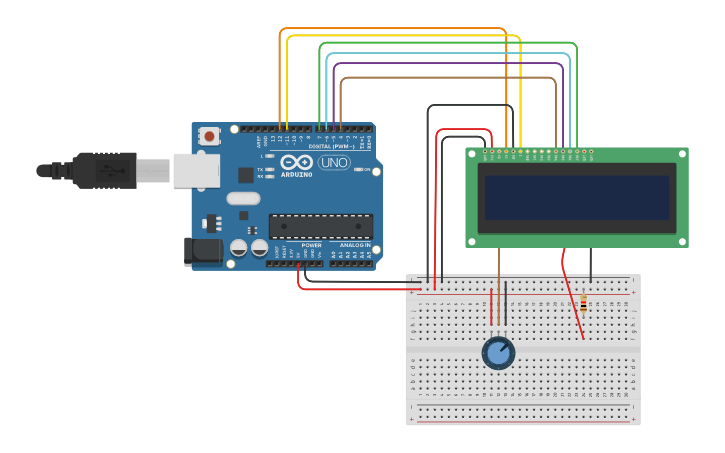 Circuit design Display LCD - 16x2 - Tinkercad