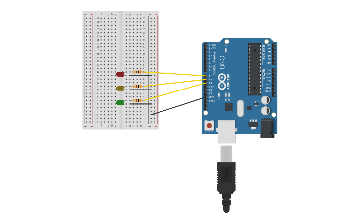 Circuit design semaforo con arduino - Tinkercad