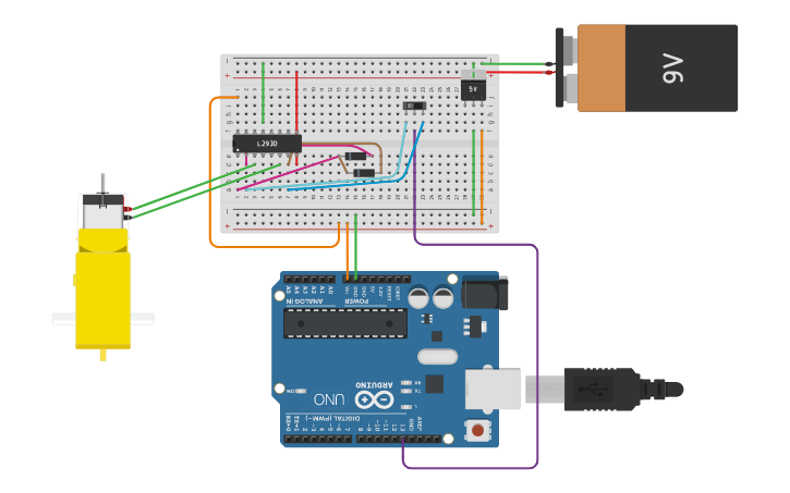 Circuit design arduino with h-bridge - Tinkercad